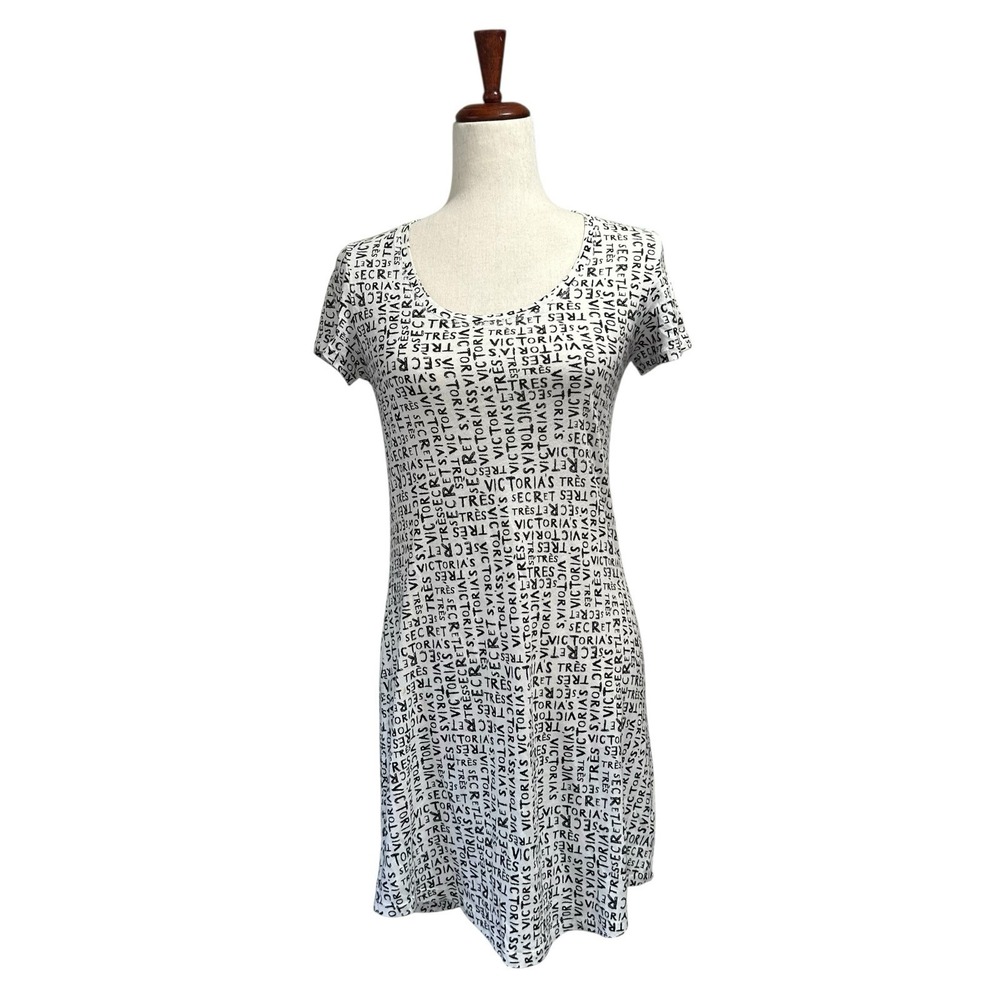 Victoria's Secret Sleepshirt XS Extra Small Cotton Lingerie Nightgown Logo Print